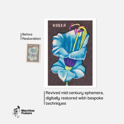 Kobeya Flower - vintage matchbox label print - framed wall art preview