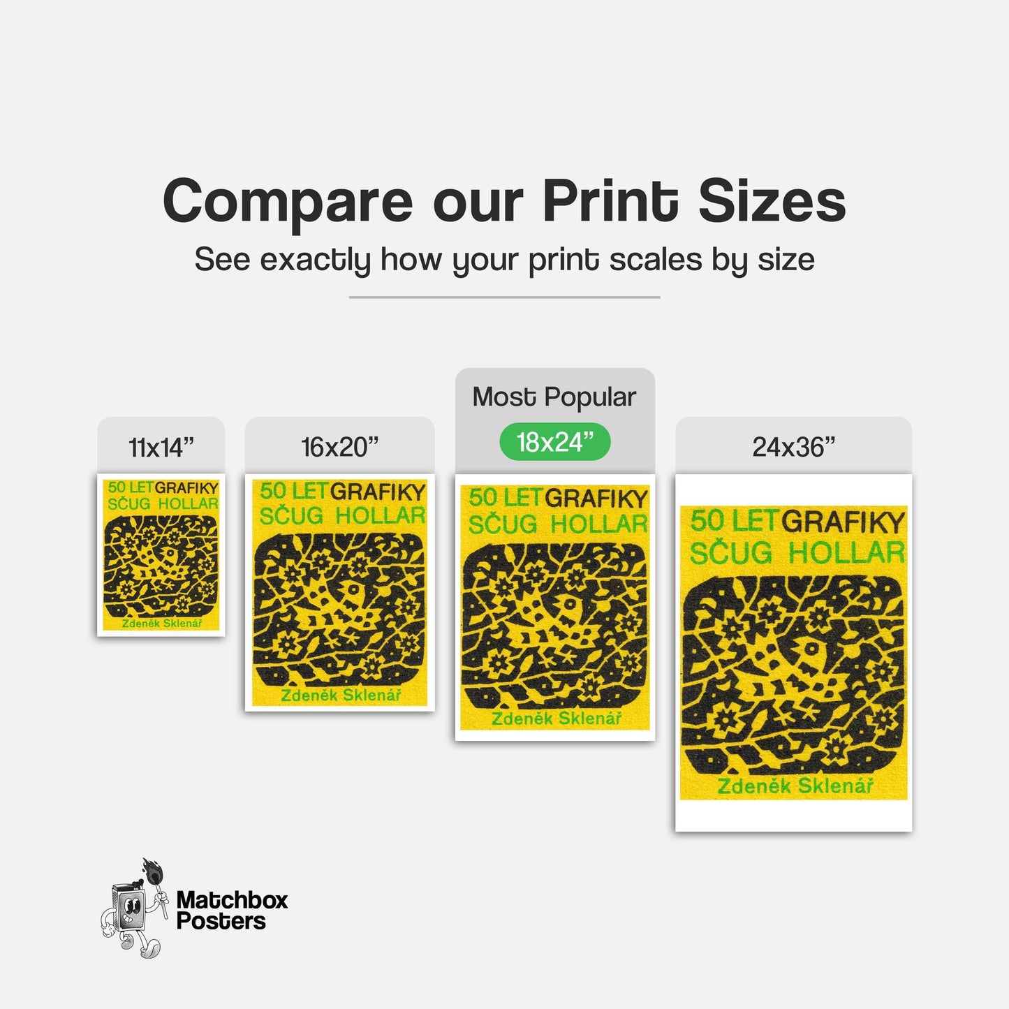 Yellow Folk Pattern - vintage matchbox label print - gallery wall preview