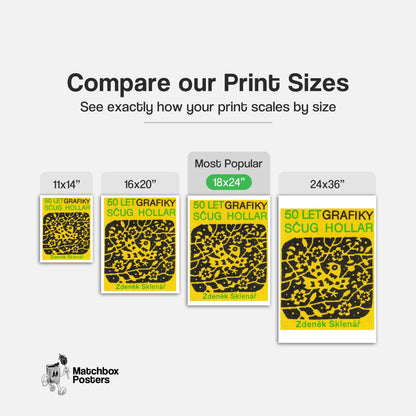Yellow Folk Pattern - vintage matchbox label print - gallery wall preview