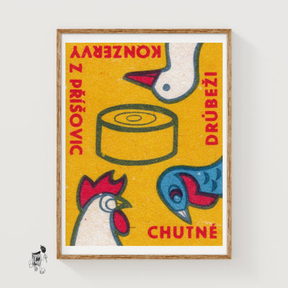 Czech Poultry - vintage matchbox label print