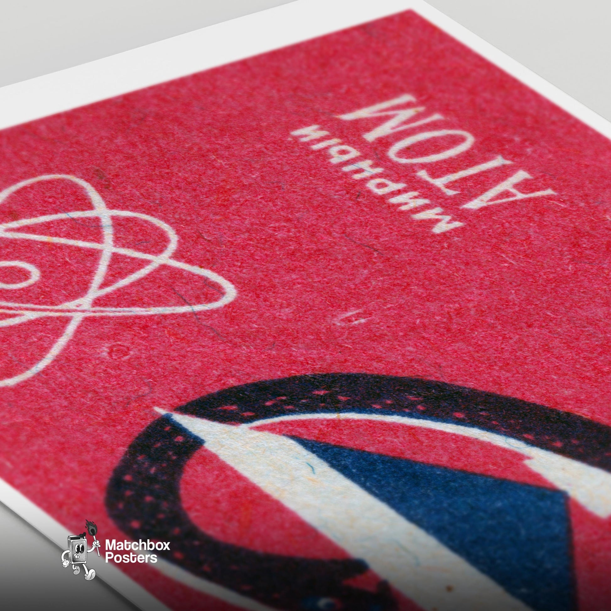 Peaceful Atom Martini - vintage matchbox label print - close-up detail
