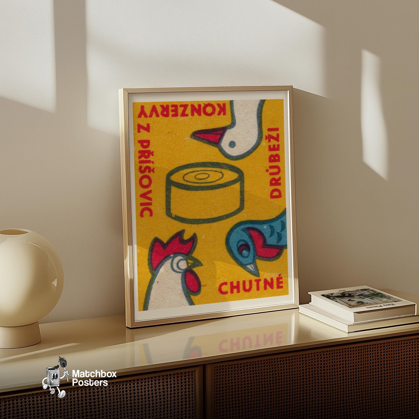 Czech Poultry - vintage matchbox label print - size comparison