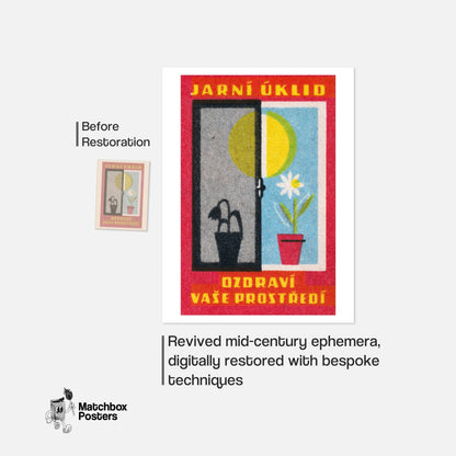 Spring Clean Your House - vintage matchbox label print - framed wall art preview