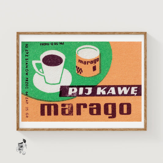 Vintage Coffee- Japanese Label Wall Decor - vintage matchbox label print