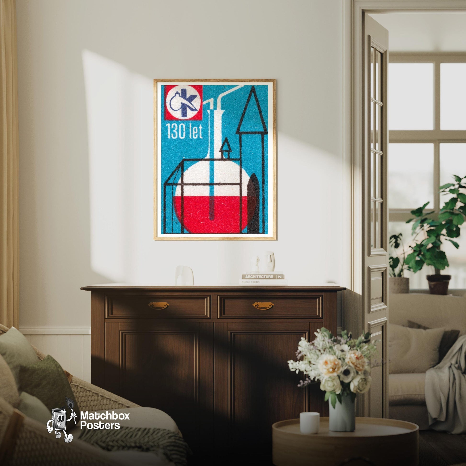 Chemical Engineering - vintage matchbox label print - living room mockup