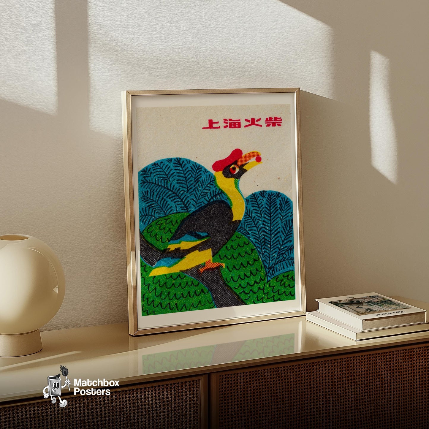 Toucan - vintage matchbox label print - size comparison