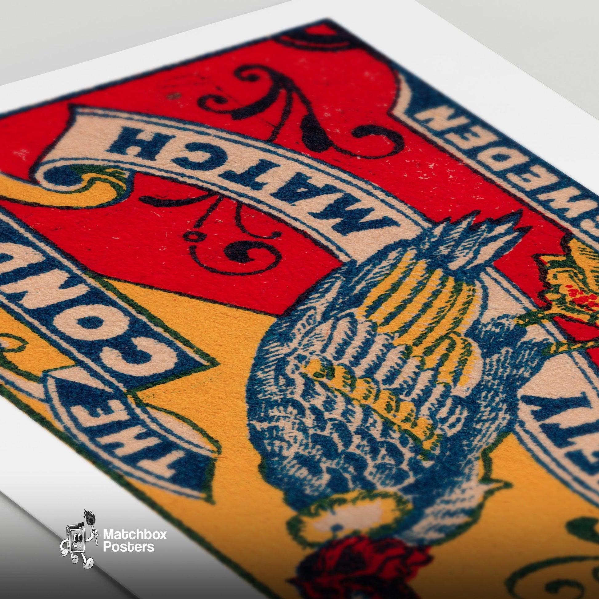 Condor - vintage matchbox label print - close-up detail