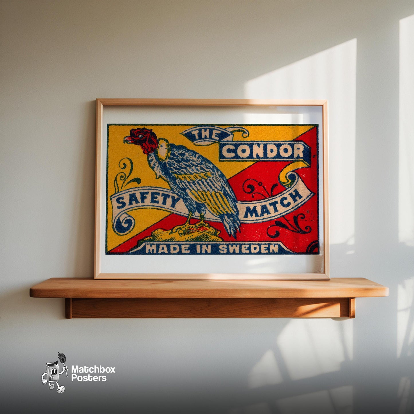 Condor - vintage matchbox label print - size comparison