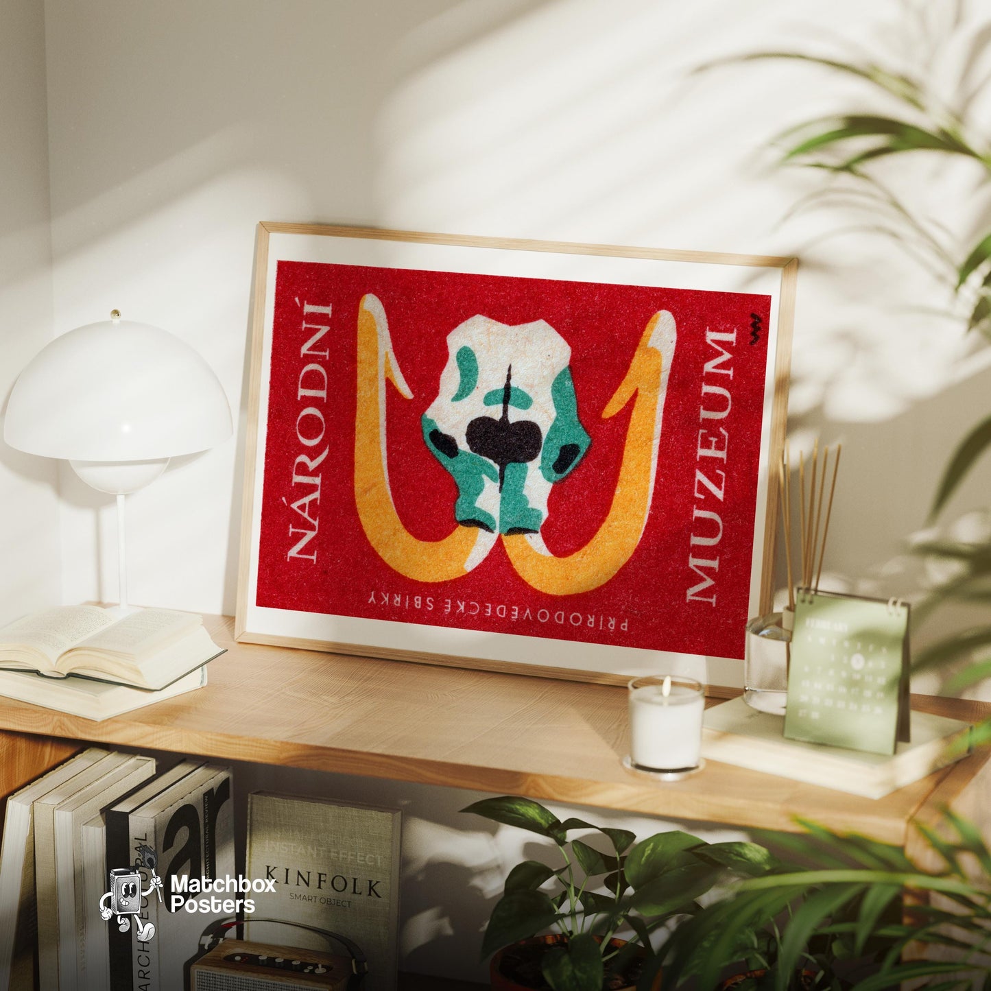 Mammoth Skull - vintage matchbox label print - office wall