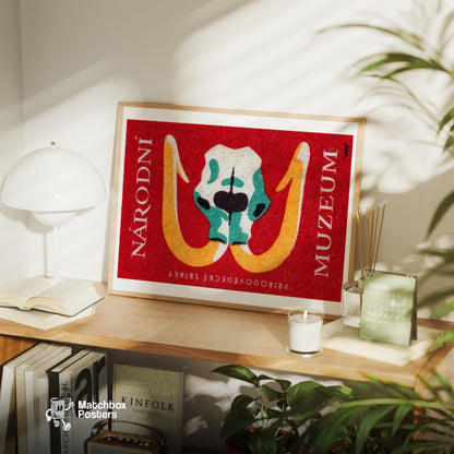 Mammoth Skull - vintage matchbox label print - office wall