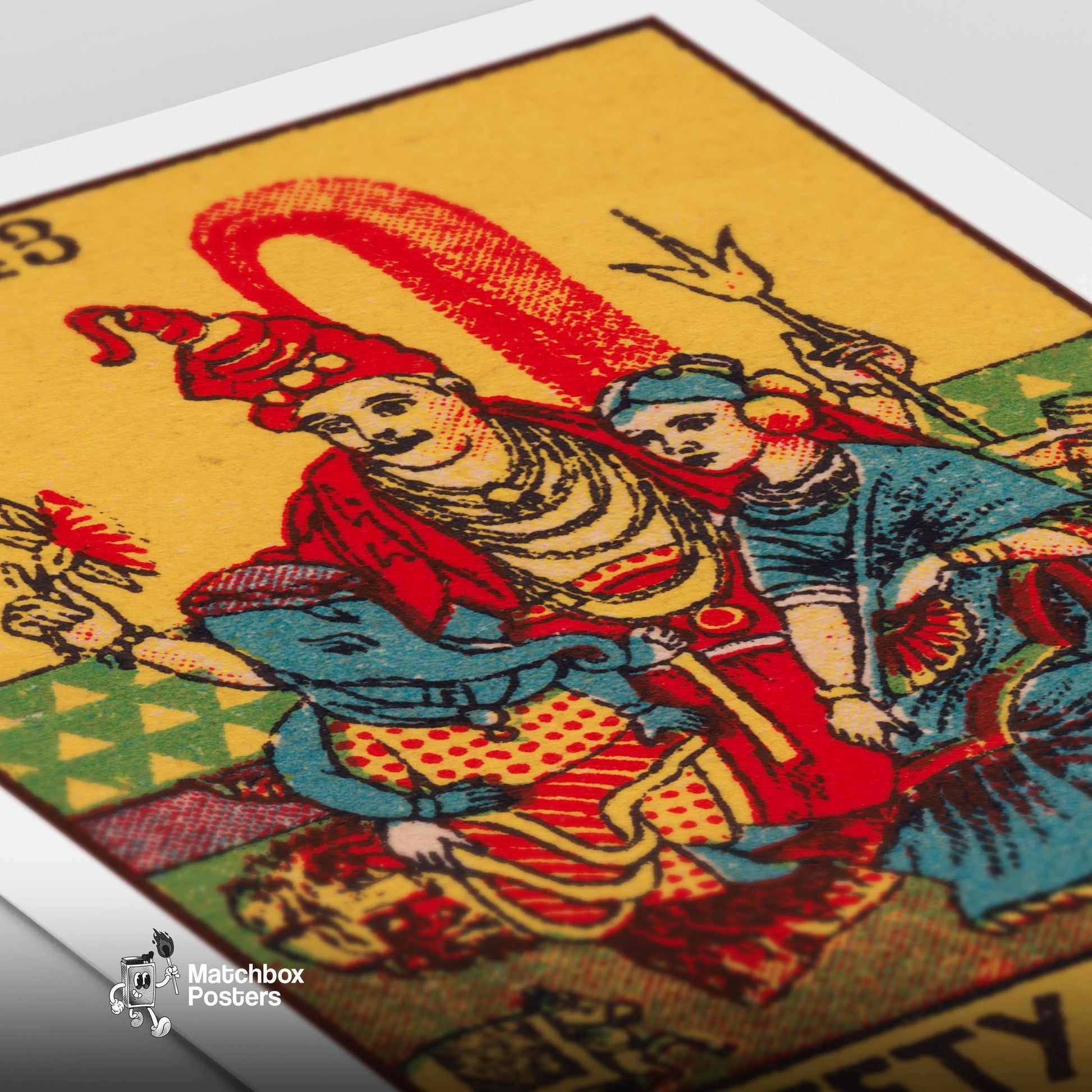 Hindu Deities - vintage matchbox label print - close-up detail
