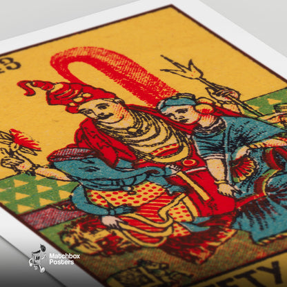 Hindu Deities - vintage matchbox label print - close-up detail