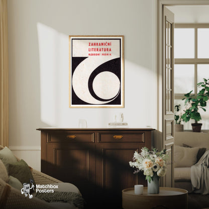 Number Six - vintage matchbox label print - living room mockup