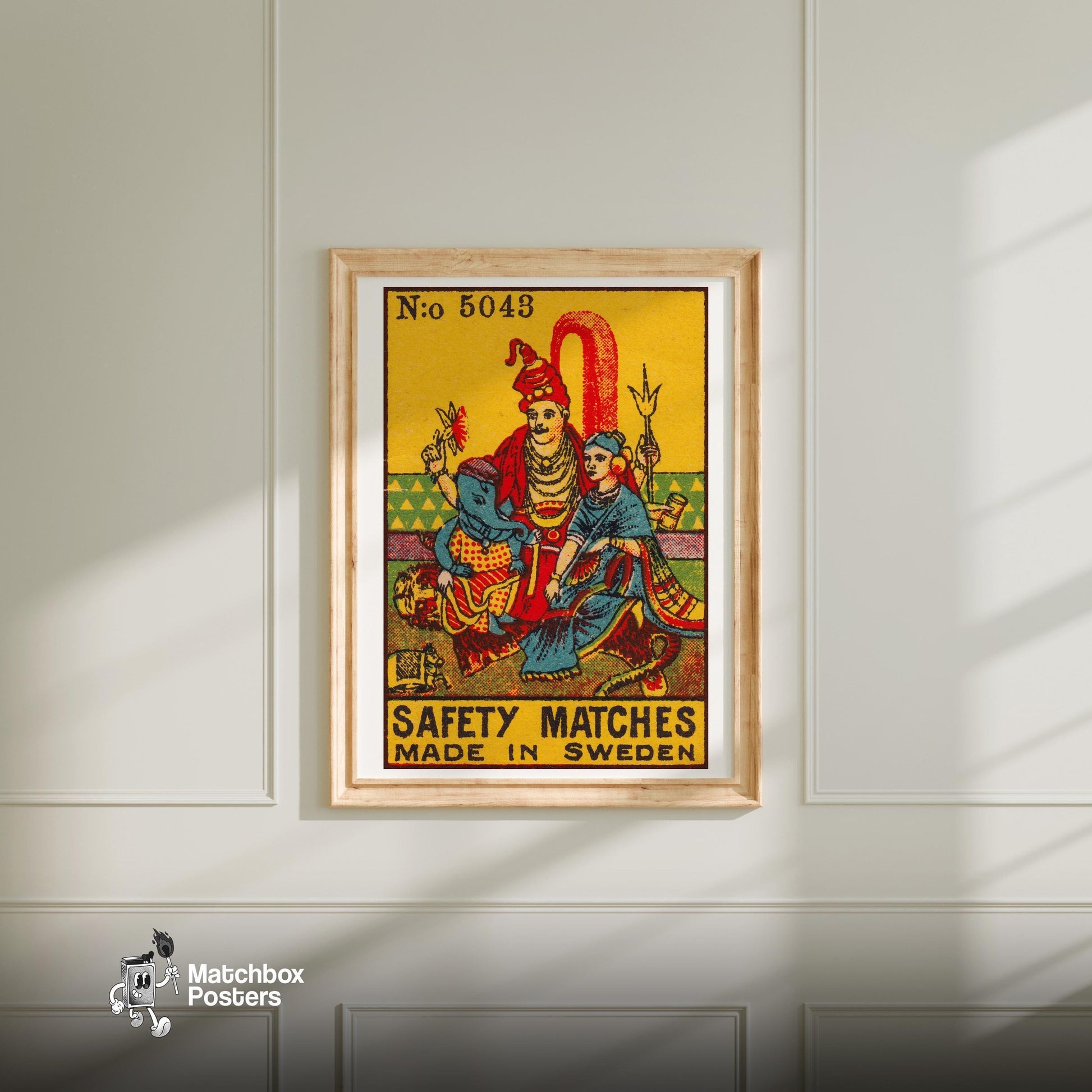 Hindu Deities - vintage matchbox label print - bedroom mockup