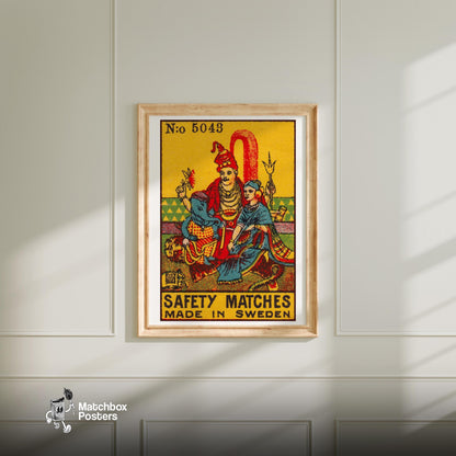 Hindu Deities - vintage matchbox label print - bedroom mockup