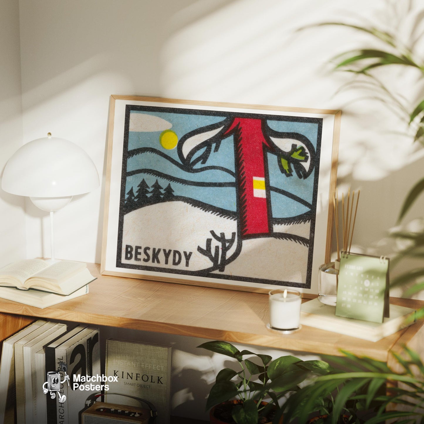 Winter Landscape - vintage matchbox label print - office wall