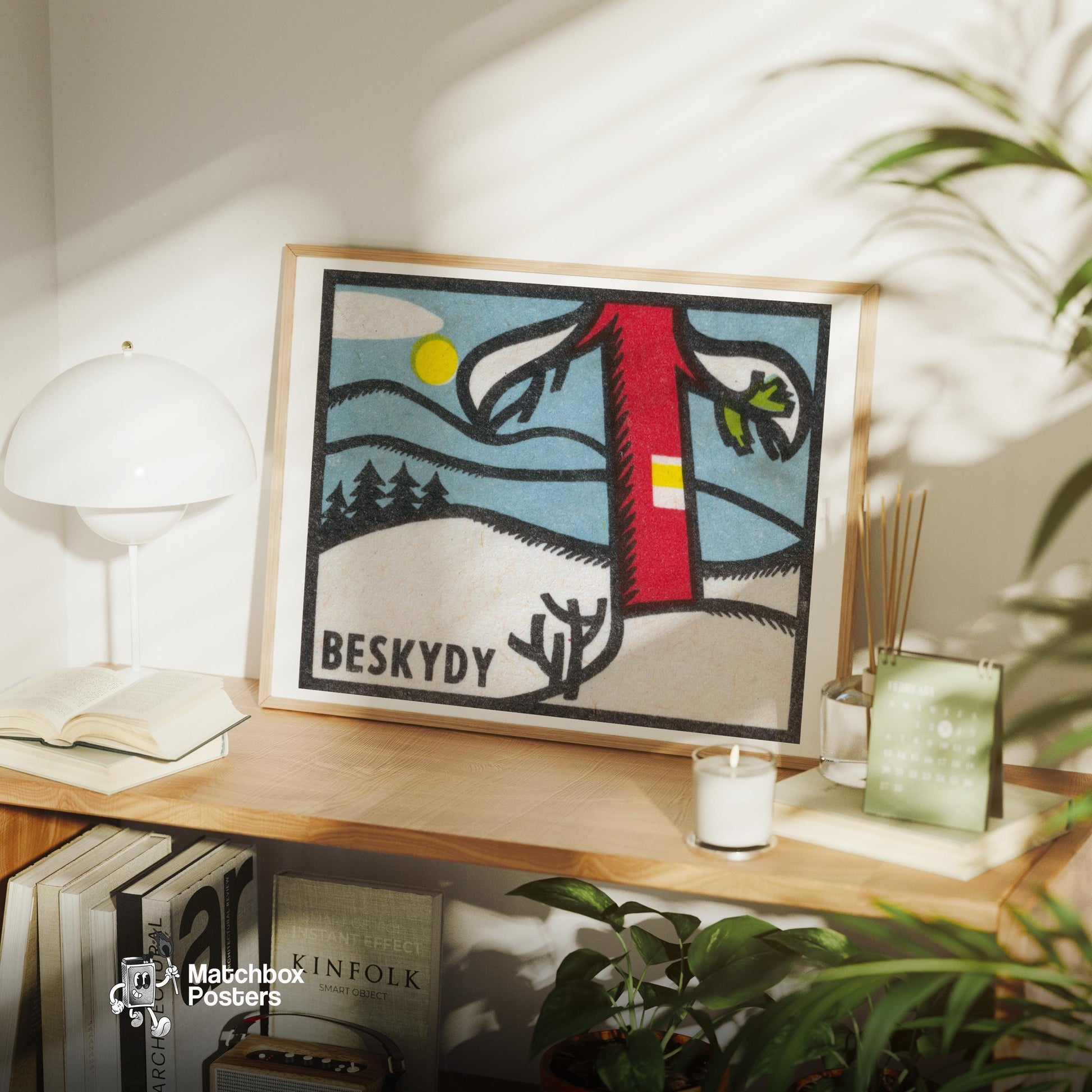 Winter Landscape - vintage matchbox label print - office wall