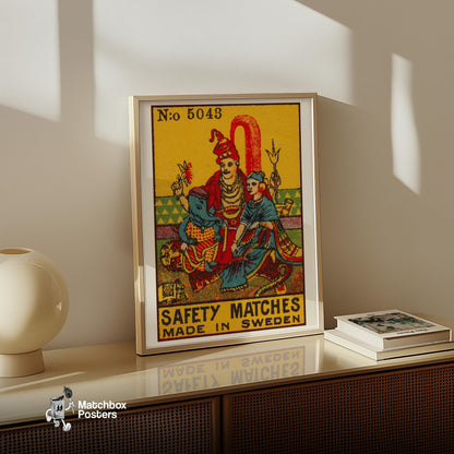 Hindu Deities - vintage matchbox label print - size comparison