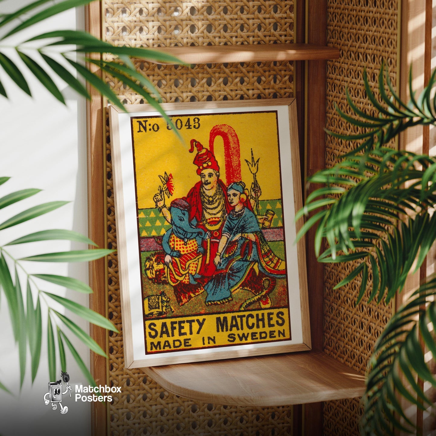 Hindu Deities - vintage matchbox label print - office wall