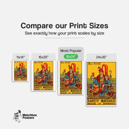 Hindu Deities - vintage matchbox label print - gallery wall preview