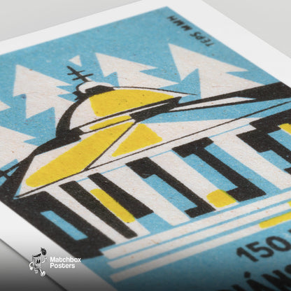 Greek Architecture - vintage matchbox label print - close-up detail