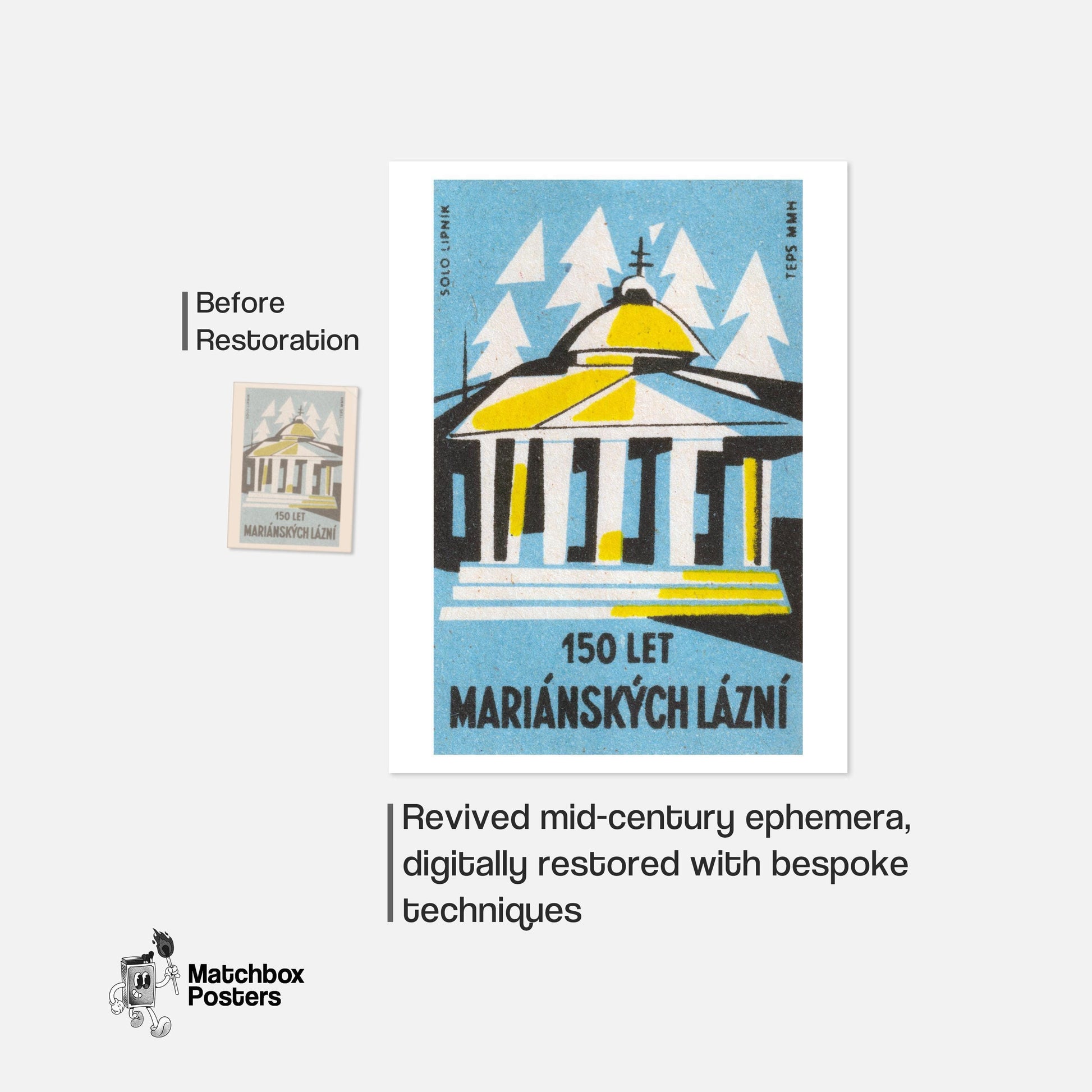 Greek Architecture - vintage matchbox label print - framed wall art preview