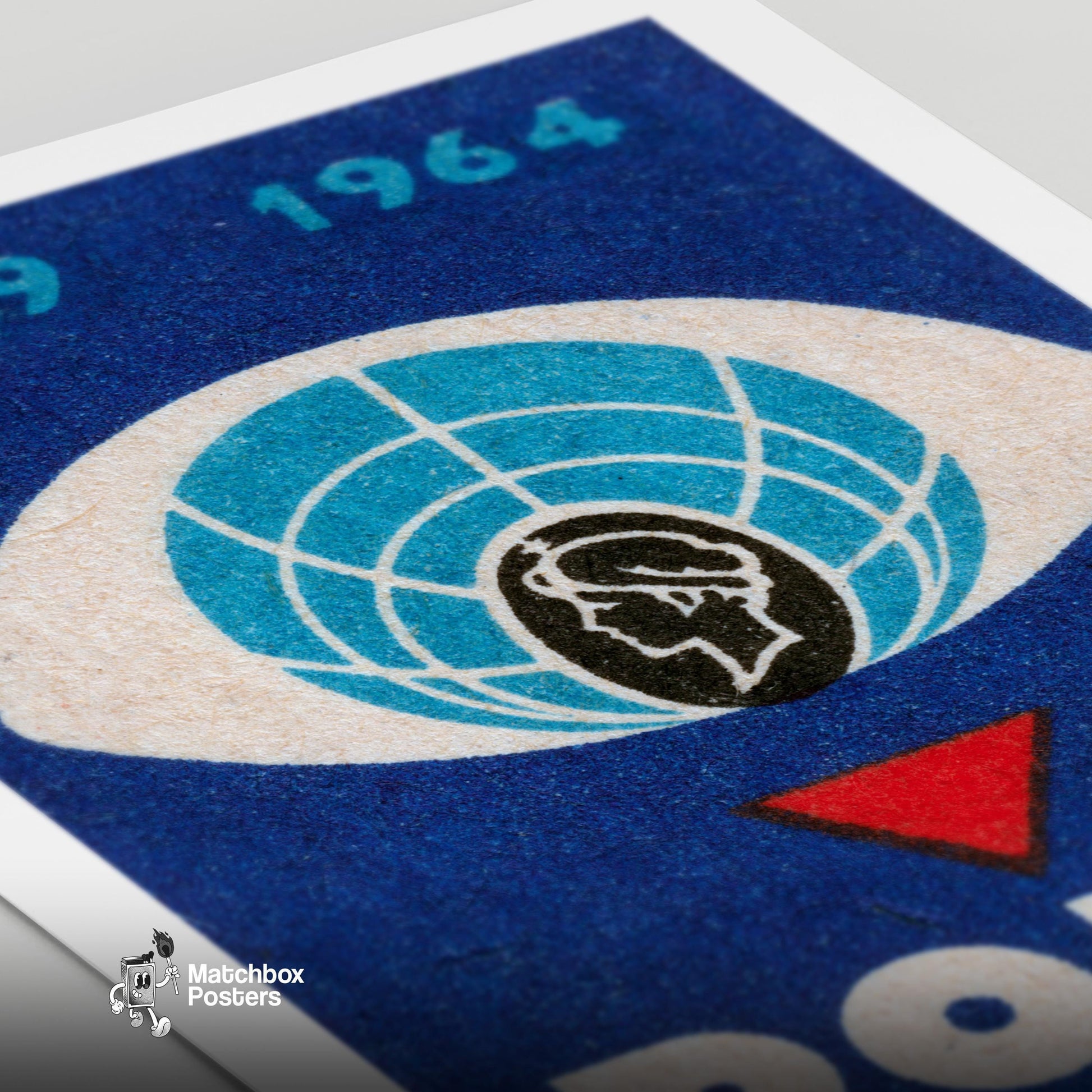 Globe in Eye - vintage matchbox label print - close-up detail