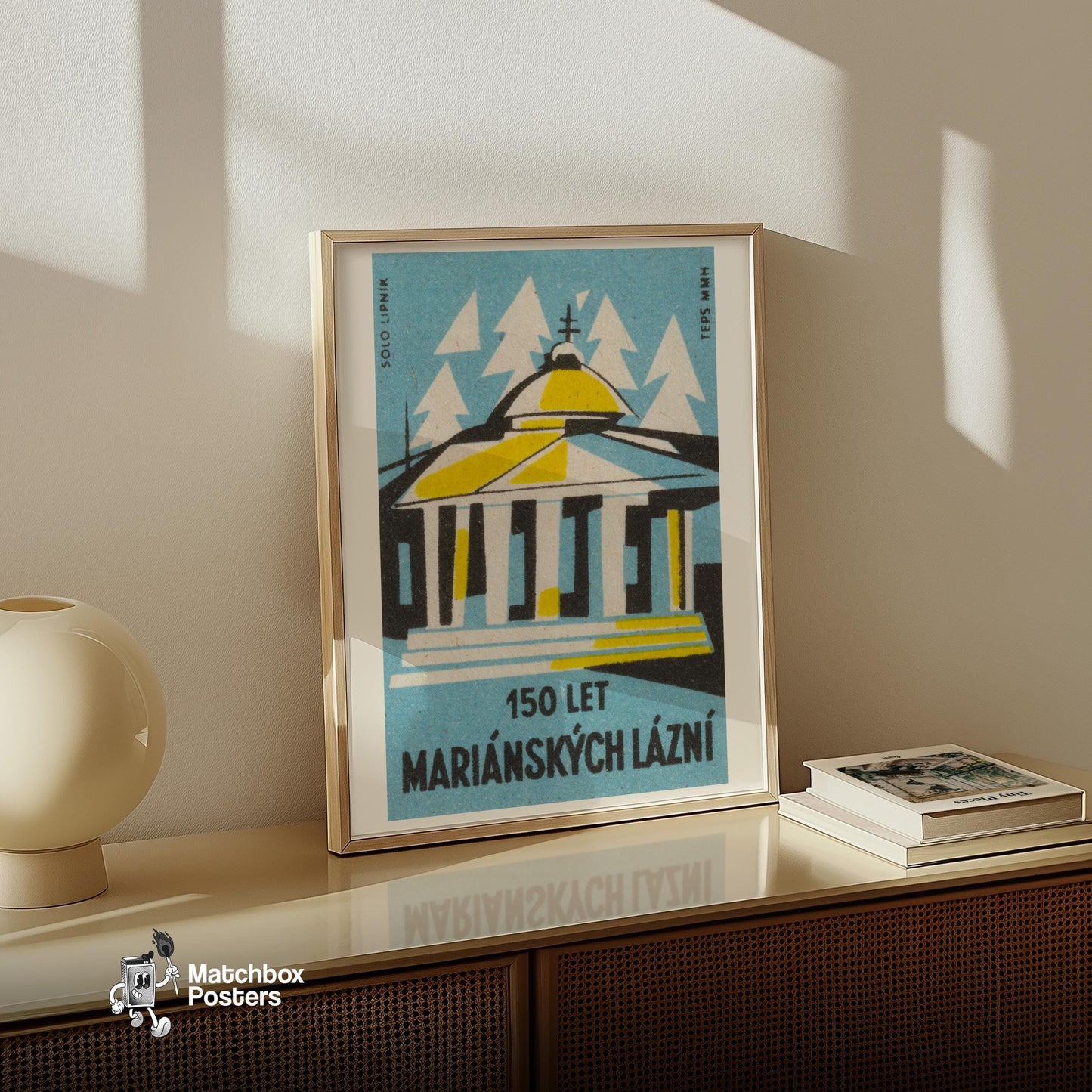 Greek Architecture - vintage matchbox label print - size comparison