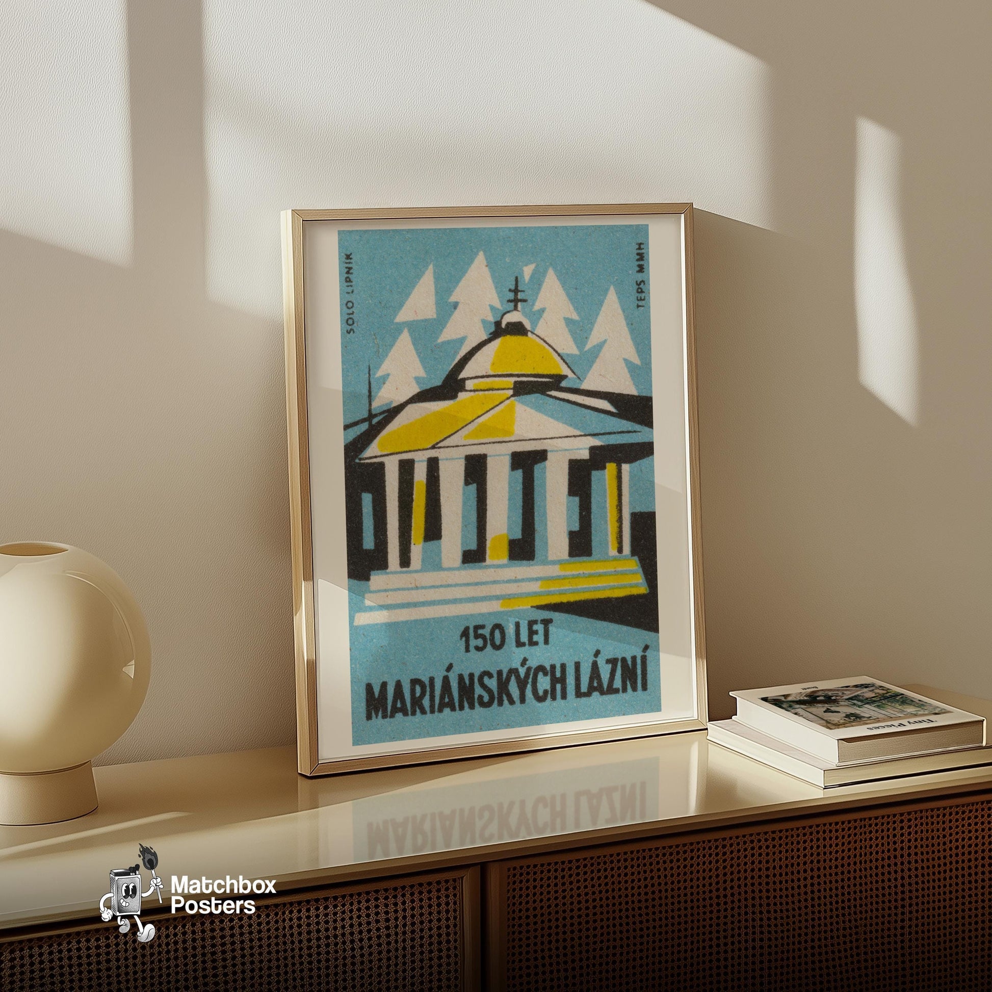 Greek Architecture - vintage matchbox label print - size comparison