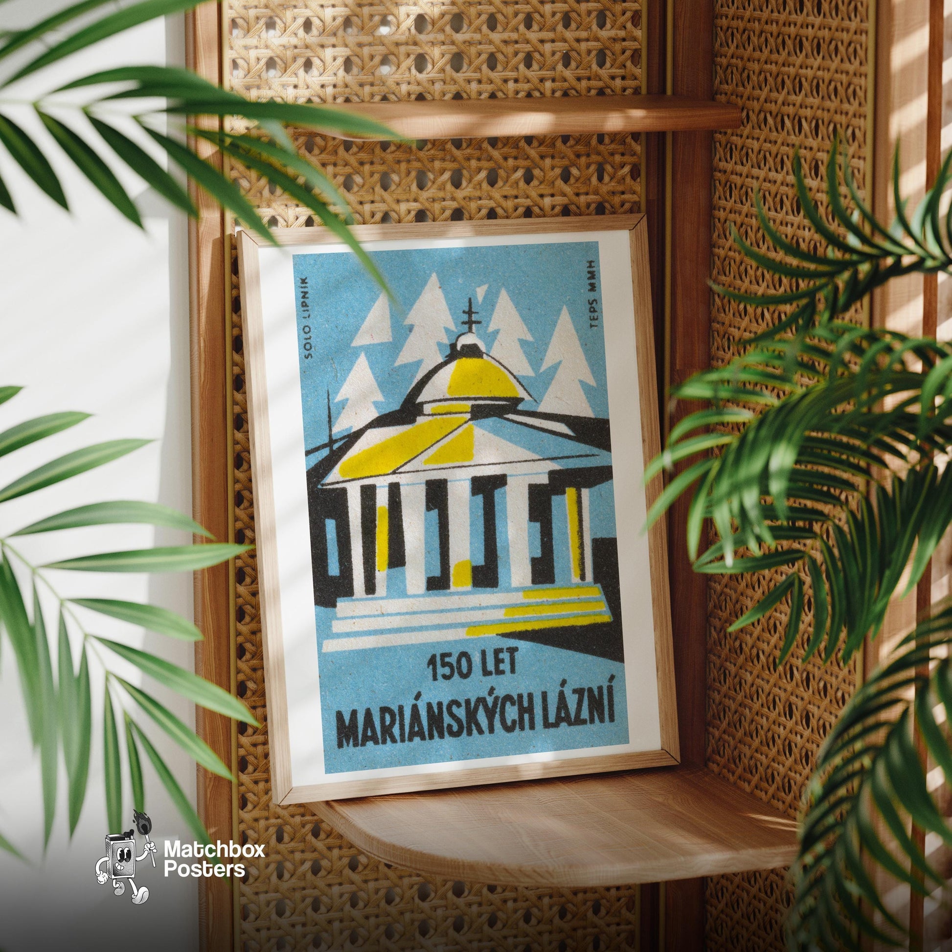 Greek Architecture - vintage matchbox label print - office wall