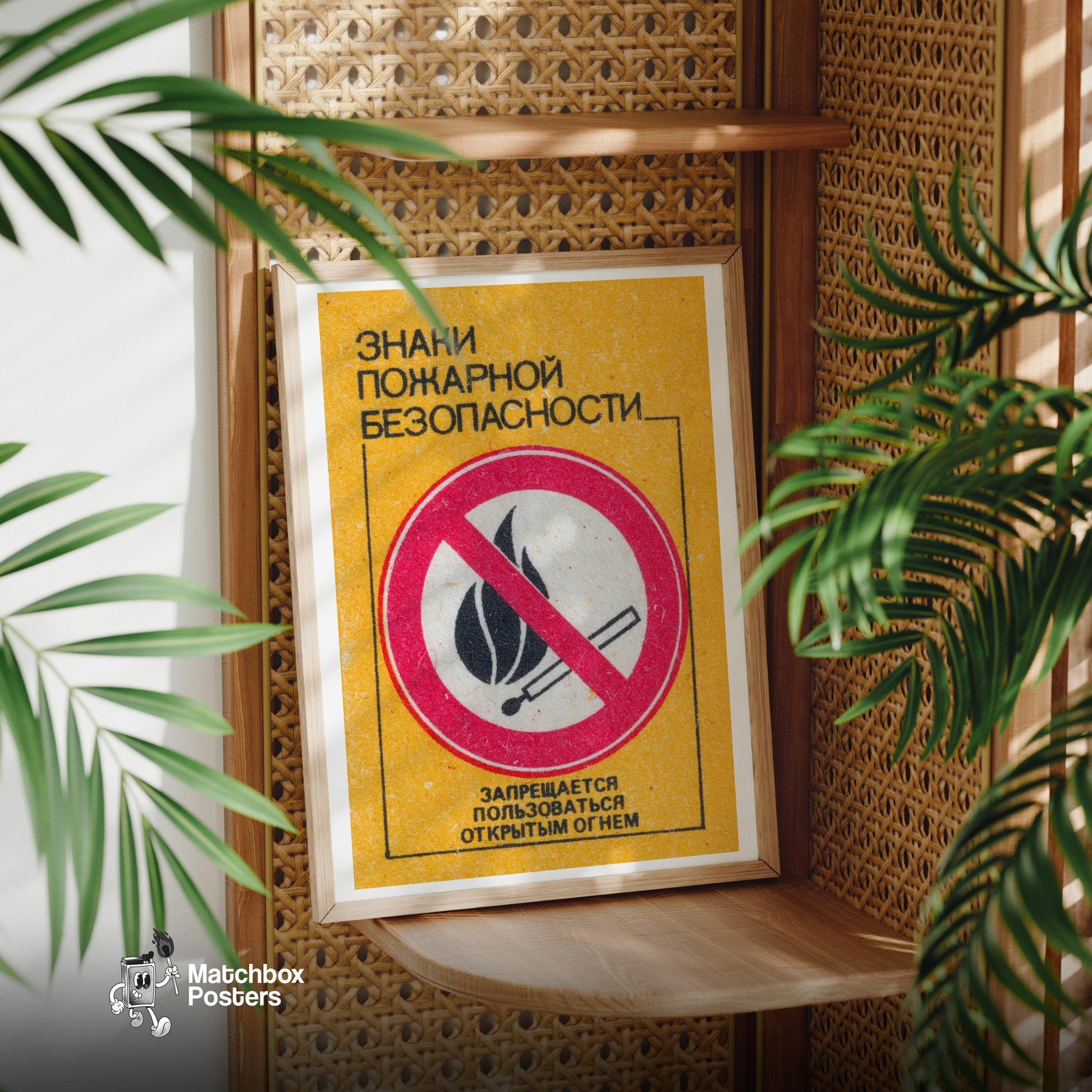 No Open Flames - vintage matchbox label print - office wall