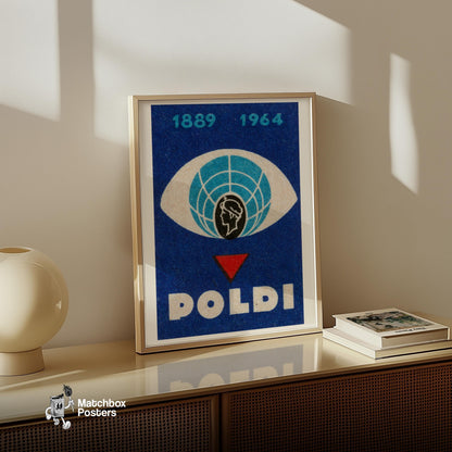 Globe in Eye - vintage matchbox label print - size comparison