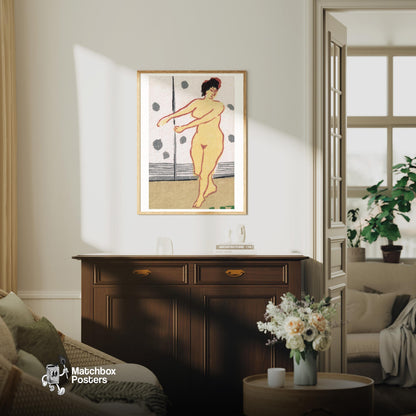 Dancing Woman - vintage matchbox label print - living room mockup