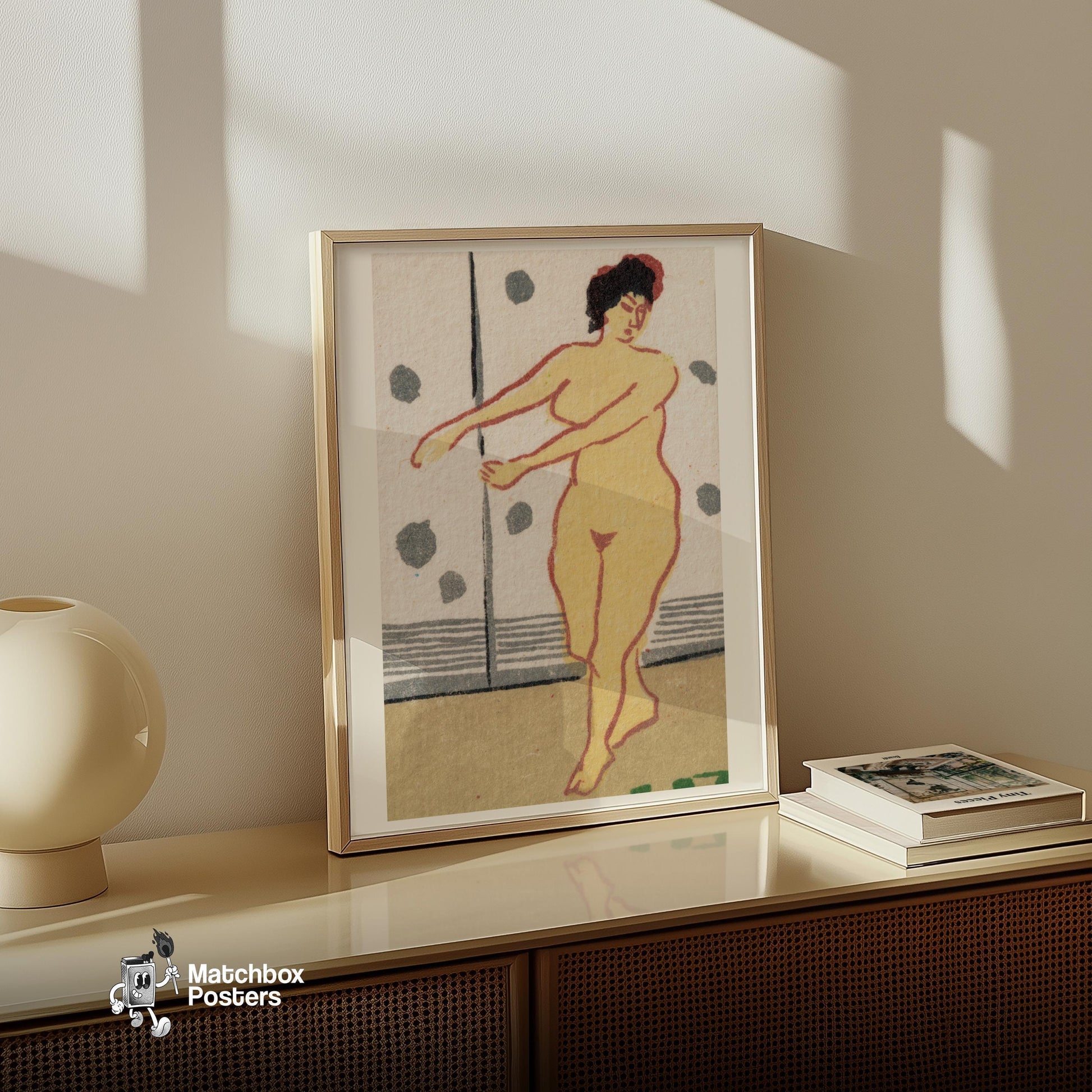 Dancing Woman - vintage matchbox label print - size comparison