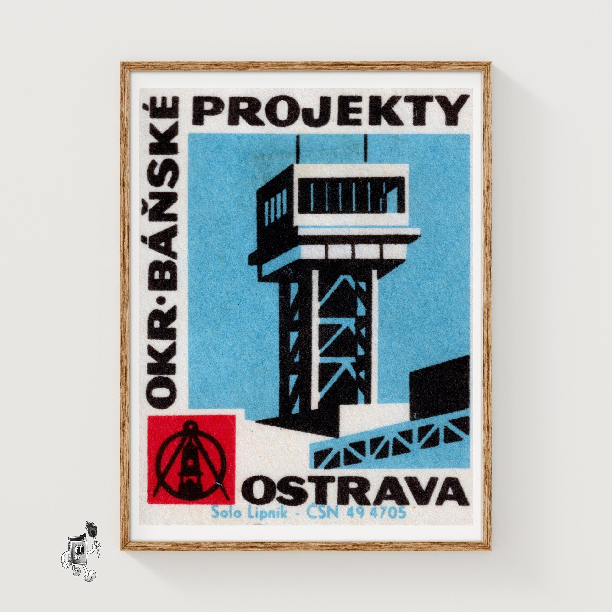 Air Control Tower - vintage matchbox label print