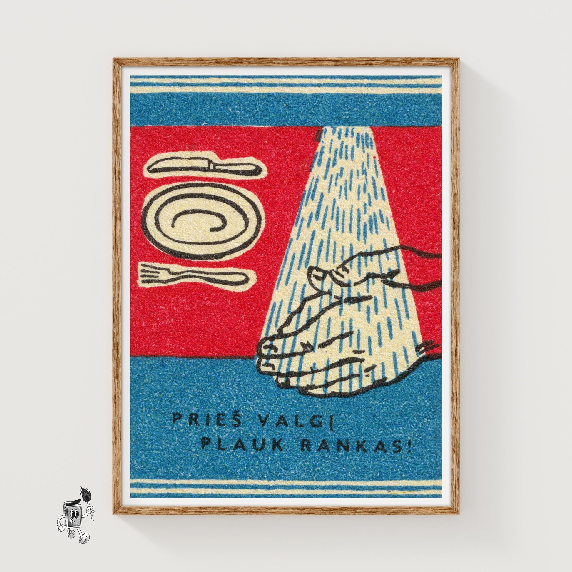 Wash Hands - vintage matchbox label print