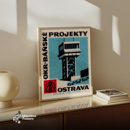 Air Control Tower - vintage matchbox label print - size comparison