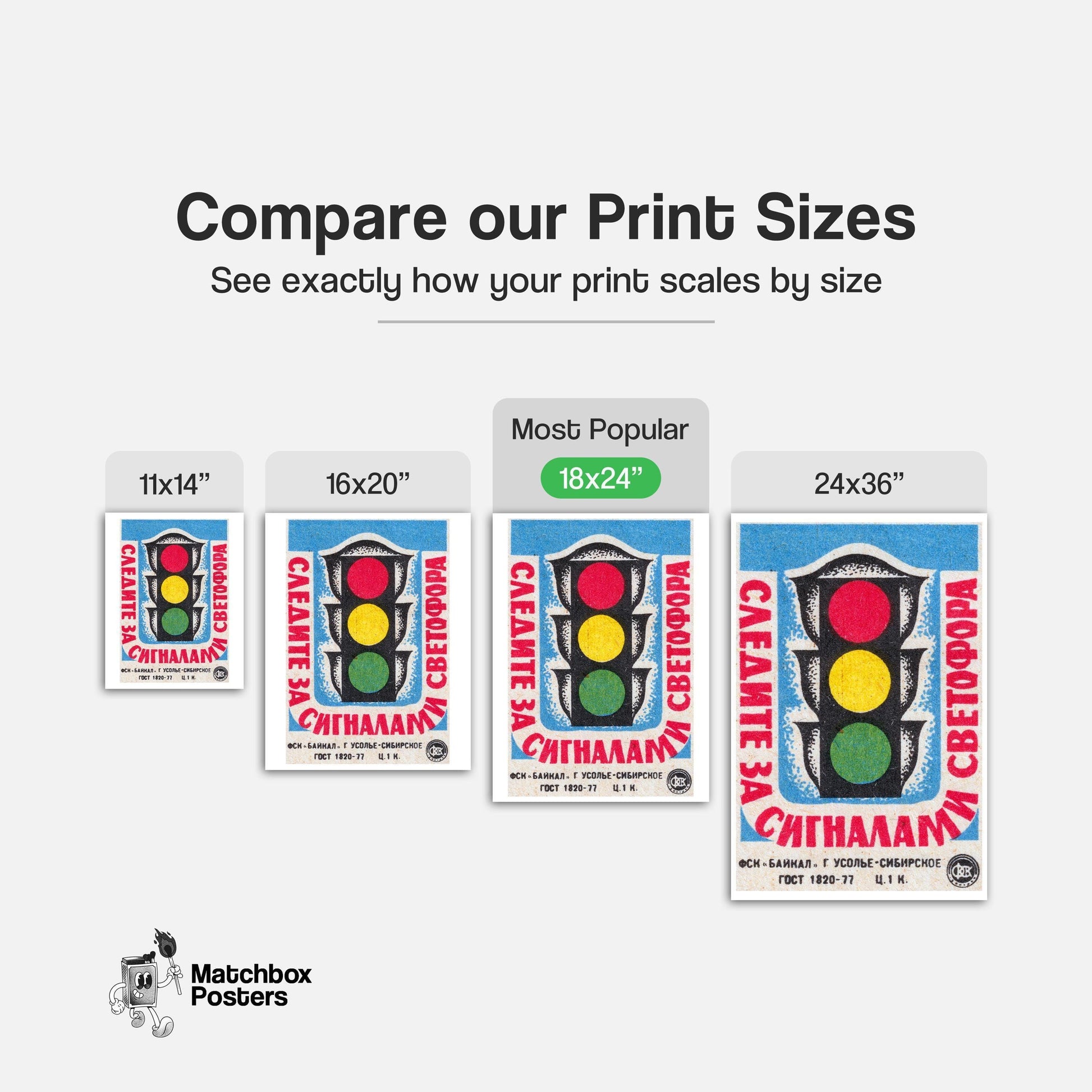 Traffic Light - vintage matchbox label print - gallery wall preview
