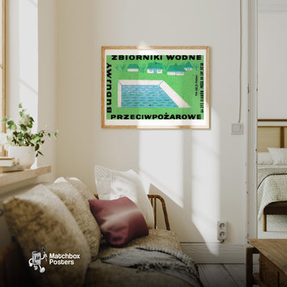 Fire Protection - vintage matchbox label print - living room mockup