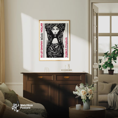 Traditional Woman - vintage matchbox label print - living room mockup