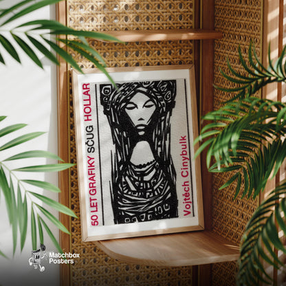 Traditional Woman - vintage matchbox label print - office wall