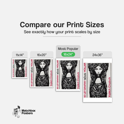 Traditional Woman - vintage matchbox label print - gallery wall preview