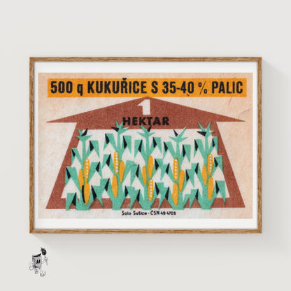 Growing Corn - vintage matchbox label print