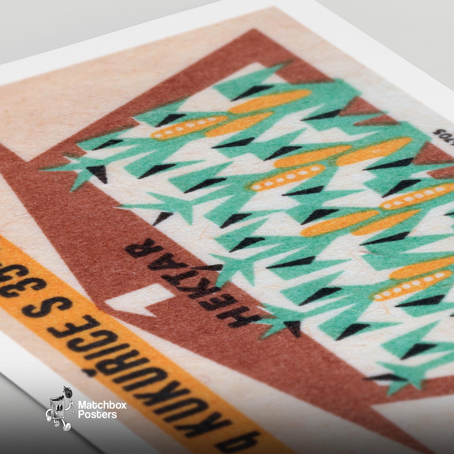Growing Corn - vintage matchbox label print - close-up detail
