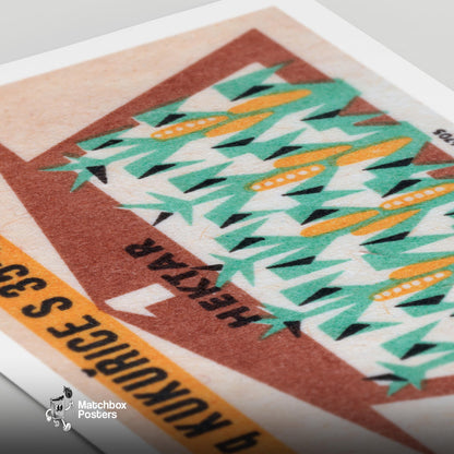 Growing Corn - vintage matchbox label print - close-up detail