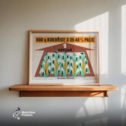 Growing Corn - vintage matchbox label print - size comparison