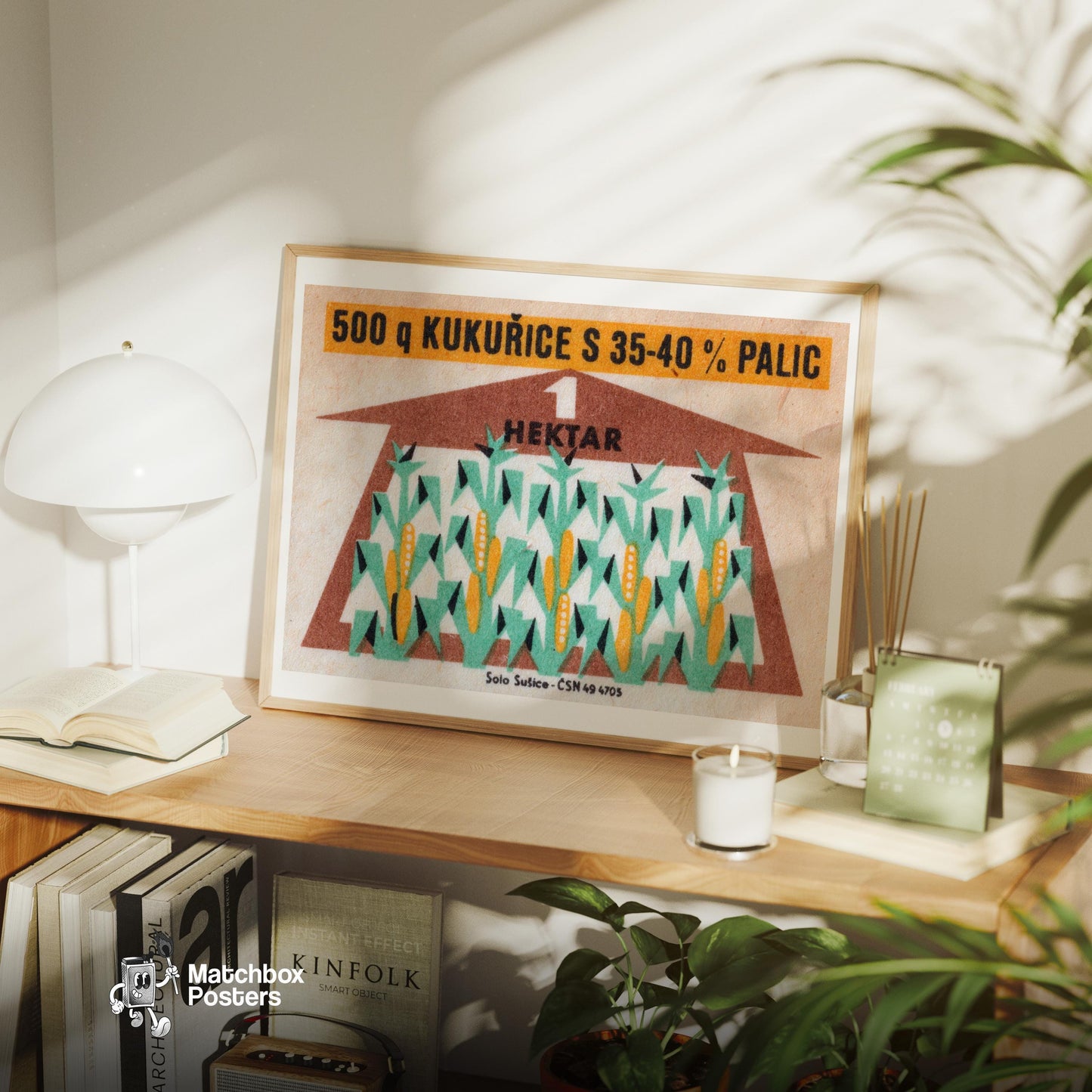 Growing Corn - vintage matchbox label print - office wall