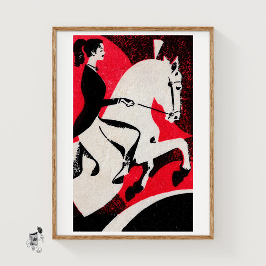 Horse Circus - vintage matchbox label print