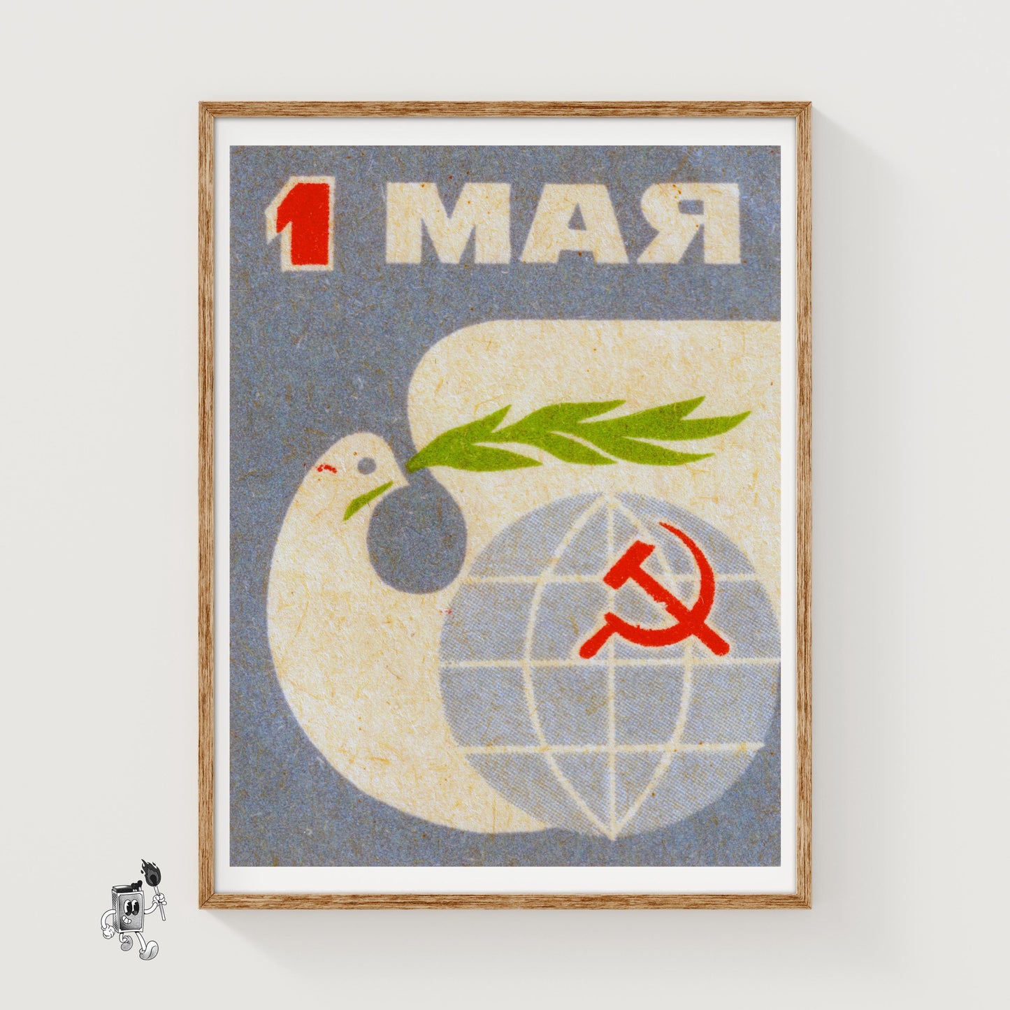 Dove with Olive Branch - vintage matchbox label print
