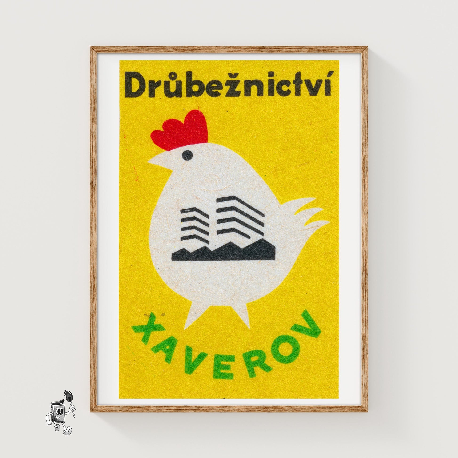 Chicken - vintage matchbox label print